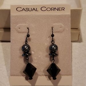 Casual Corner black and silver pierced earrings